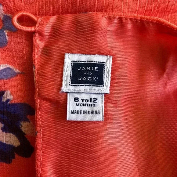 Janie and Jack Corral Pleated Dress with Floral Print NWOT 6-12 Months - Picture 6 of 7